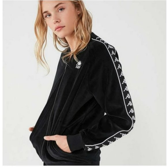 Kappa Y2K Velour Full Zip Track Jacket Black Omini Logo Women’s Streetwear - Picture 13 of 13